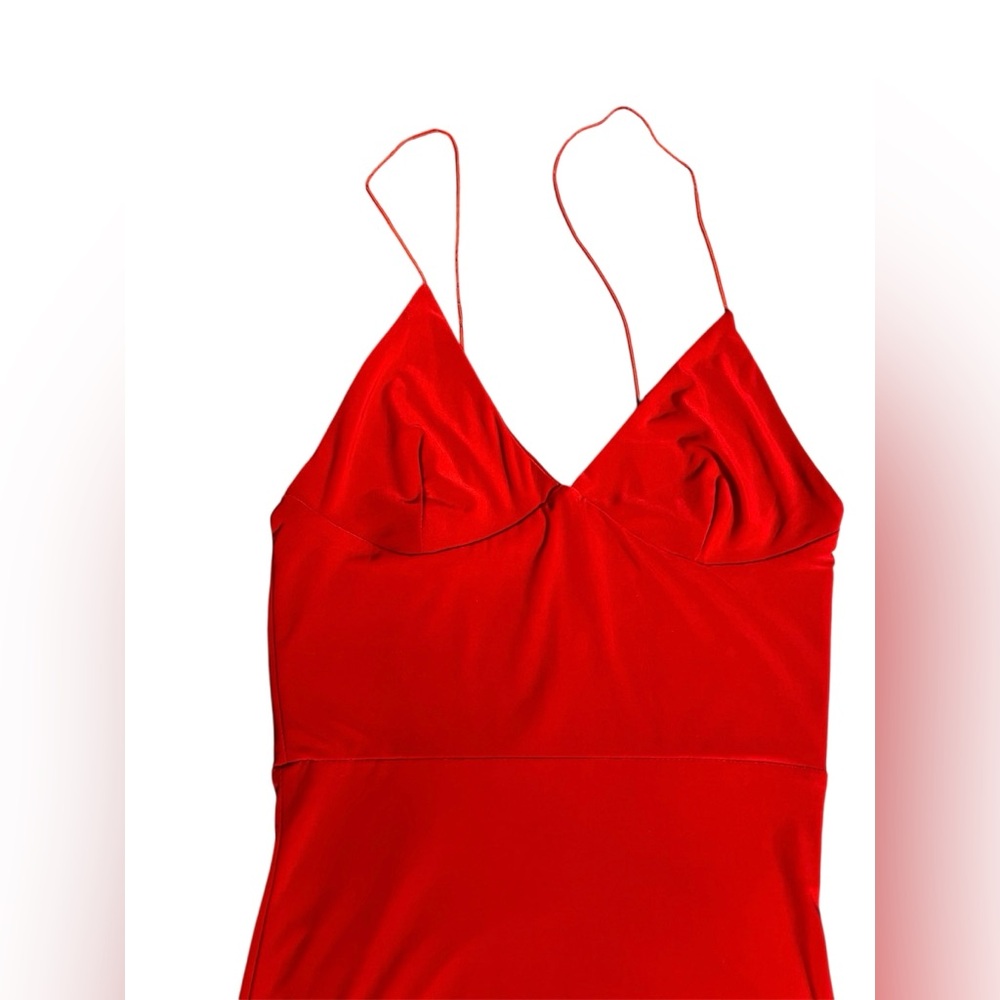 Club L London Red Midi Dress - Sexy V-Neck - Size 6" - Picture 3 of 6